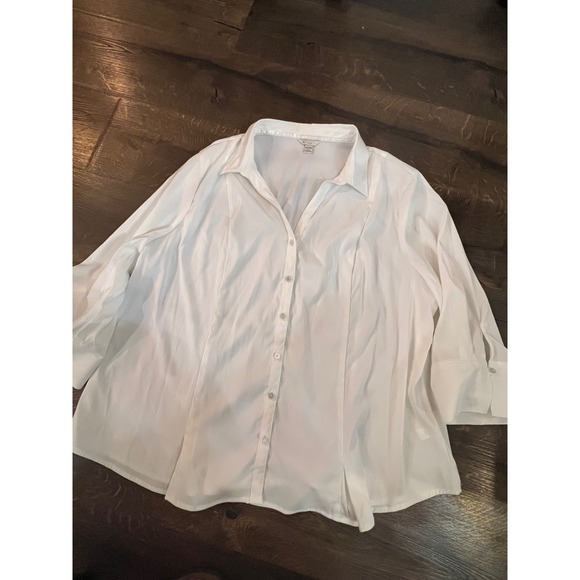 EST 1946 White Button Down 3/4 Sleeve Plus Size Blouse Classic Elegant Women 22W - Picture 1 of 5